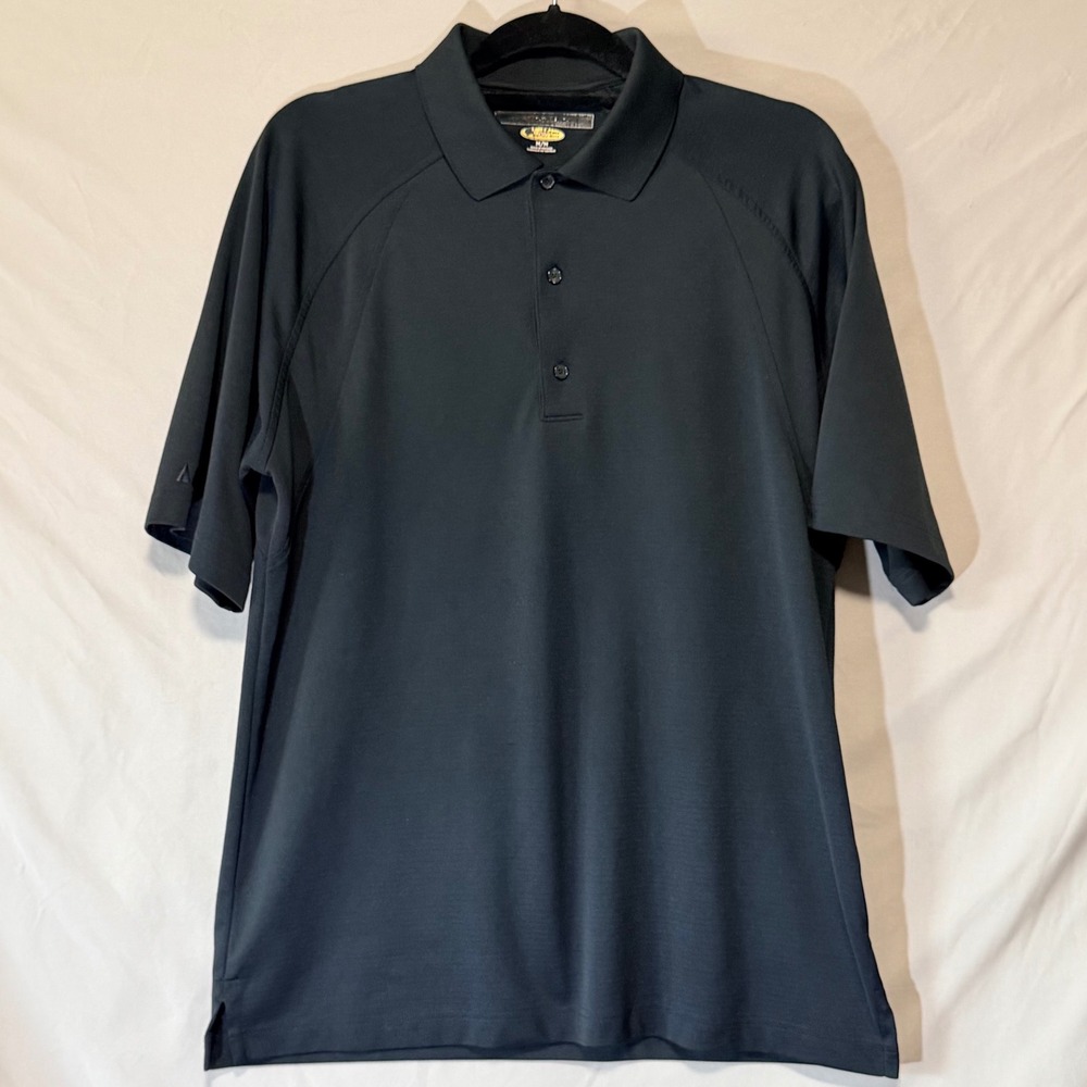 Greg Norman Play Dry Mens Polo Shirt Medium Black Microfiber‎ Short Sleeve Golf